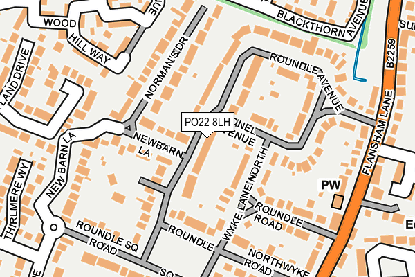 PO22 8LH map - OS OpenMap – Local (Ordnance Survey)