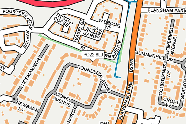 PO22 8LJ map - OS OpenMap – Local (Ordnance Survey)