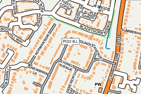 PO22 8LL map - OS OpenMap – Local (Ordnance Survey)