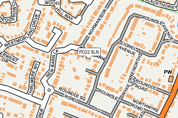 PO22 8LN map - OS OpenMap – Local (Ordnance Survey)