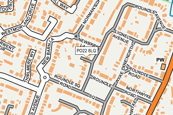 PO22 8LQ map - OS OpenMap – Local (Ordnance Survey)