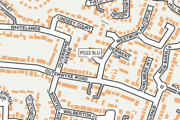 PO22 8LU map - OS OpenMap – Local (Ordnance Survey)
