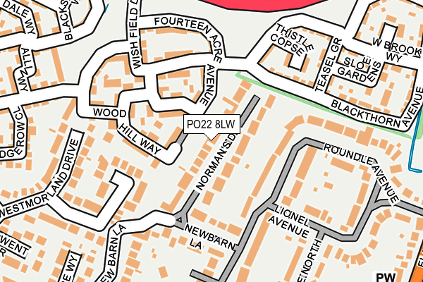 PO22 8LW map - OS OpenMap – Local (Ordnance Survey)