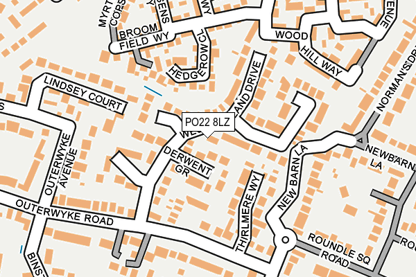 PO22 8LZ map - OS OpenMap – Local (Ordnance Survey)