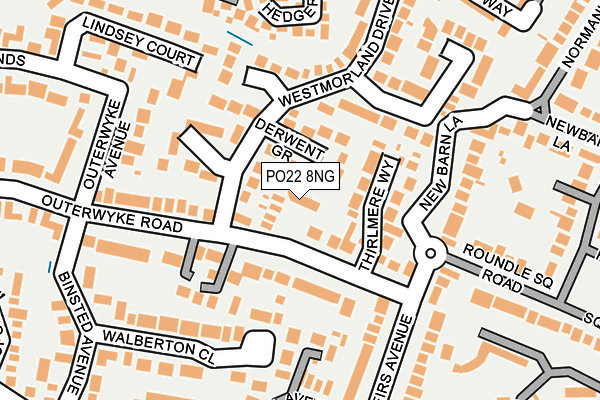 PO22 8NG map - OS OpenMap – Local (Ordnance Survey)