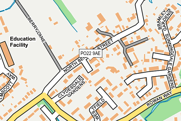 PO22 9AE map - OS OpenMap – Local (Ordnance Survey)