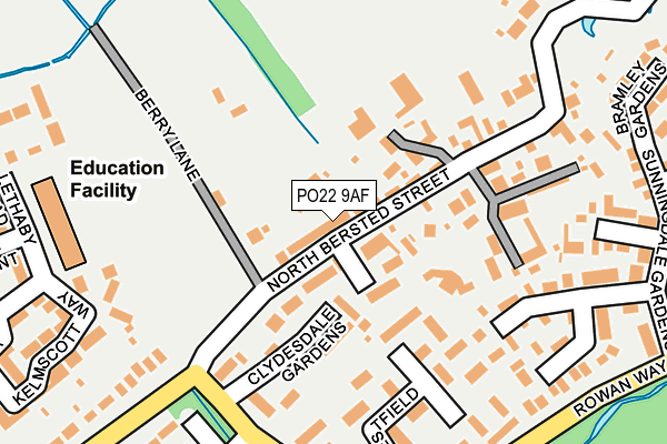 PO22 9AF map - OS OpenMap – Local (Ordnance Survey)