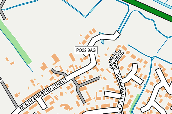 PO22 9AG map - OS OpenMap – Local (Ordnance Survey)