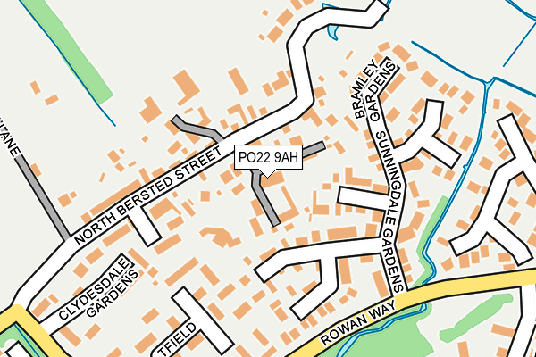 PO22 9AH map - OS OpenMap – Local (Ordnance Survey)
