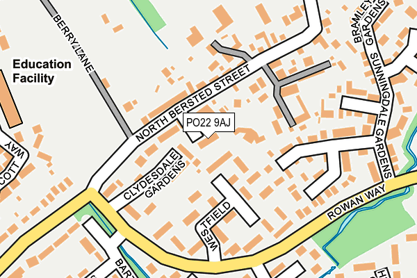 PO22 9AJ map - OS OpenMap – Local (Ordnance Survey)