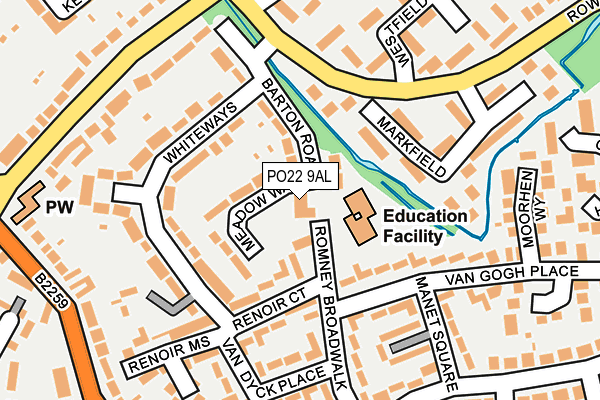 PO22 9AL map - OS OpenMap – Local (Ordnance Survey)