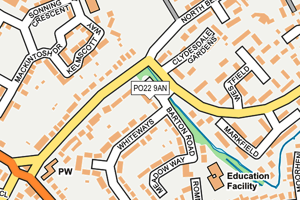 PO22 9AN map - OS OpenMap – Local (Ordnance Survey)