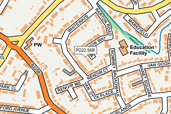 PO22 9AR map - OS OpenMap – Local (Ordnance Survey)