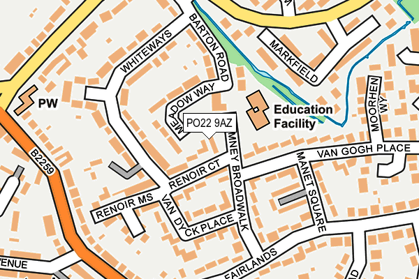 PO22 9AZ map - OS OpenMap – Local (Ordnance Survey)