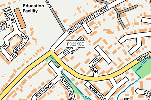 PO22 9BE map - OS OpenMap – Local (Ordnance Survey)