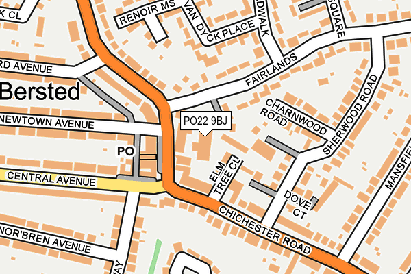 PO22 9BJ map - OS OpenMap – Local (Ordnance Survey)