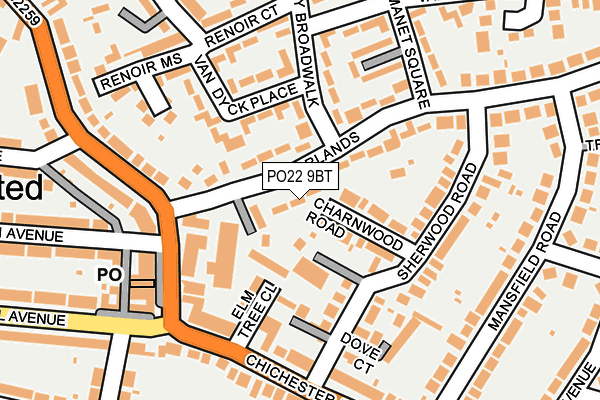 PO22 9BT map - OS OpenMap – Local (Ordnance Survey)