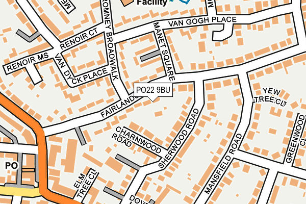 PO22 9BU map - OS OpenMap – Local (Ordnance Survey)
