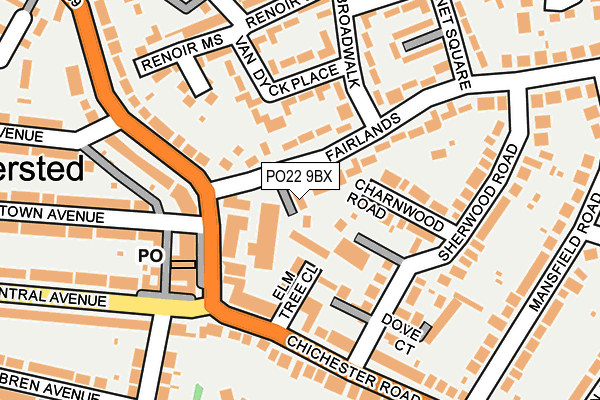 PO22 9BX map - OS OpenMap – Local (Ordnance Survey)