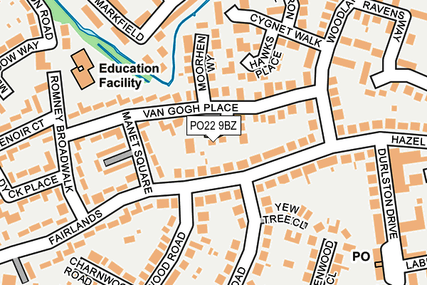 PO22 9BZ map - OS OpenMap – Local (Ordnance Survey)