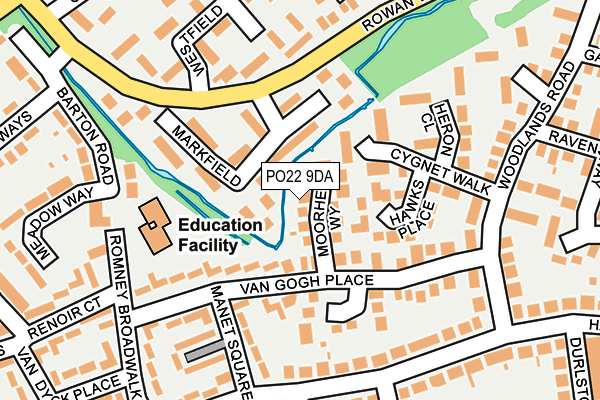 PO22 9DA map - OS OpenMap – Local (Ordnance Survey)