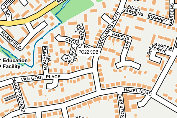 PO22 9DB map - OS OpenMap – Local (Ordnance Survey)