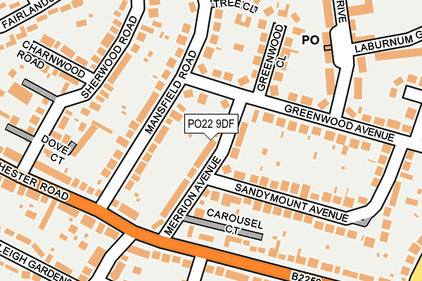 PO22 9DF map - OS OpenMap – Local (Ordnance Survey)