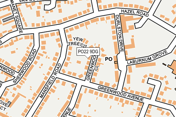 PO22 9DG map - OS OpenMap – Local (Ordnance Survey)