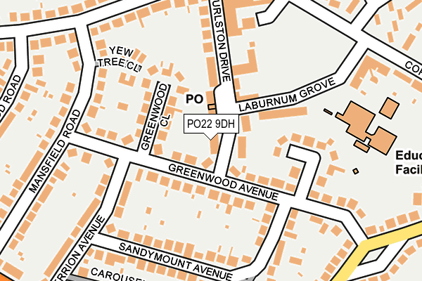 PO22 9DH map - OS OpenMap – Local (Ordnance Survey)