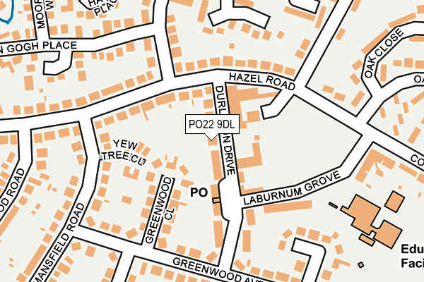 PO22 9DL map - OS OpenMap – Local (Ordnance Survey)