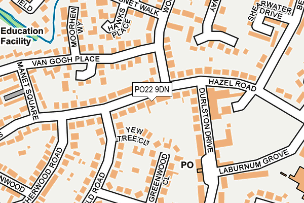 PO22 9DN map - OS OpenMap – Local (Ordnance Survey)