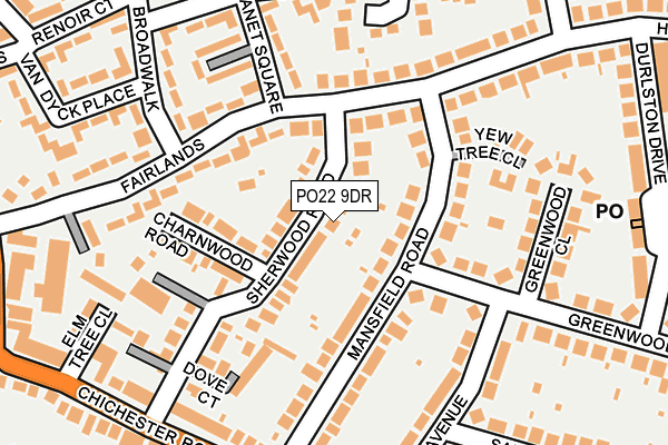 PO22 9DR map - OS OpenMap – Local (Ordnance Survey)