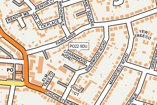 PO22 9DU map - OS OpenMap – Local (Ordnance Survey)