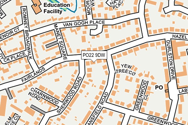 PO22 9DW map - OS OpenMap – Local (Ordnance Survey)