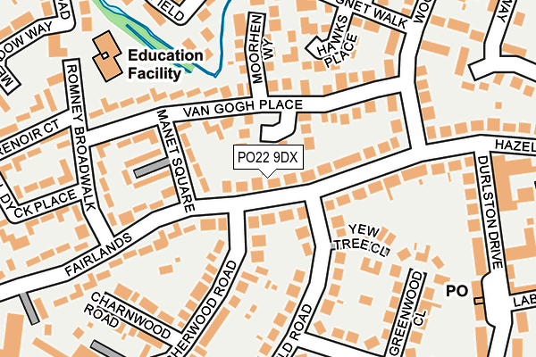 PO22 9DX map - OS OpenMap – Local (Ordnance Survey)