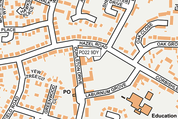PO22 9DY map - OS OpenMap – Local (Ordnance Survey)