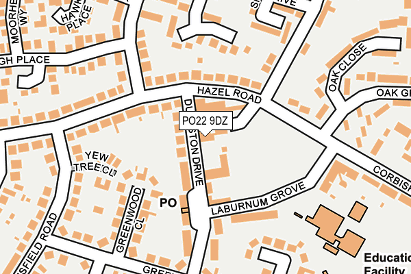 PO22 9DZ map - OS OpenMap – Local (Ordnance Survey)