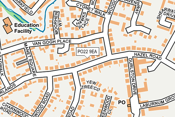PO22 9EA map - OS OpenMap – Local (Ordnance Survey)