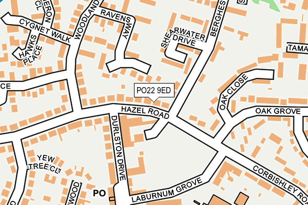 PO22 9ED map - OS OpenMap – Local (Ordnance Survey)