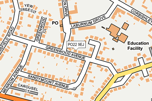 PO22 9EJ map - OS OpenMap – Local (Ordnance Survey)