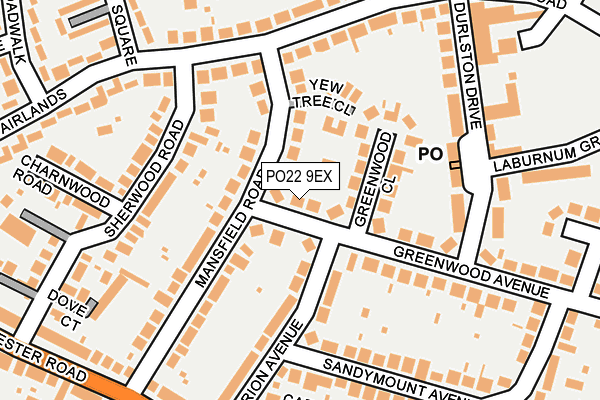 PO22 9EX map - OS OpenMap – Local (Ordnance Survey)