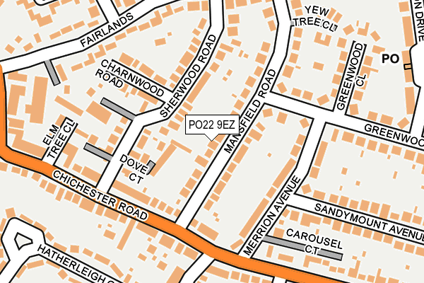 PO22 9EZ map - OS OpenMap – Local (Ordnance Survey)