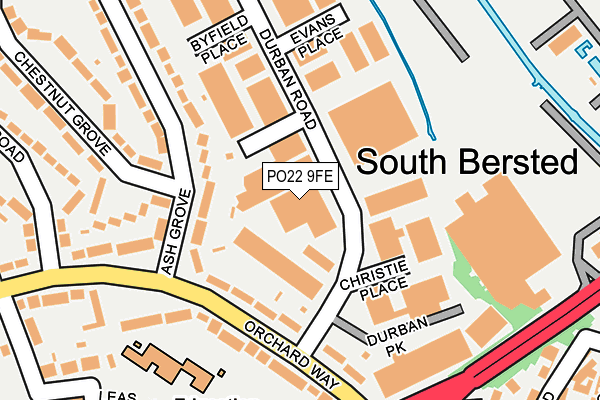 PO22 9FE map - OS OpenMap – Local (Ordnance Survey)