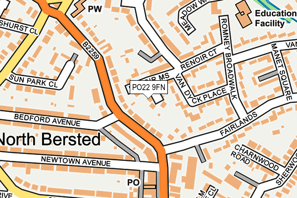 PO22 9FN map - OS OpenMap – Local (Ordnance Survey)
