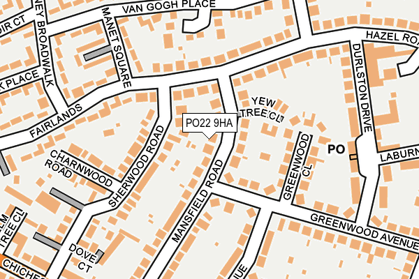PO22 9HA map - OS OpenMap – Local (Ordnance Survey)