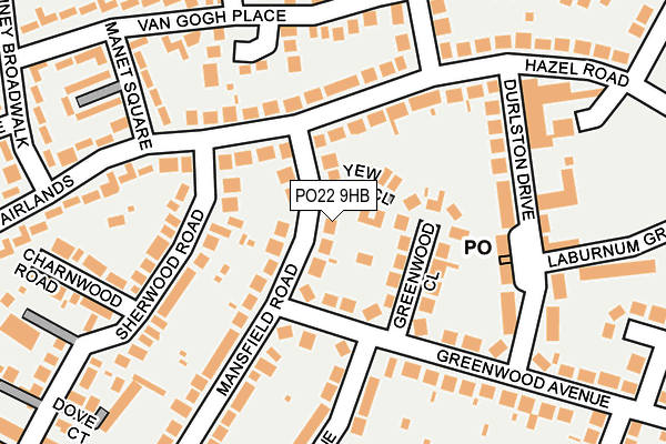 PO22 9HB map - OS OpenMap – Local (Ordnance Survey)