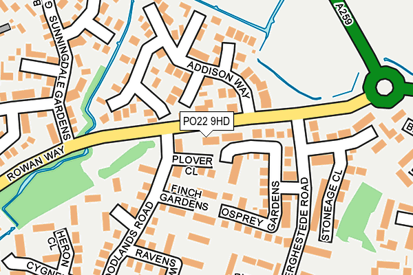 PO22 9HD map - OS OpenMap – Local (Ordnance Survey)