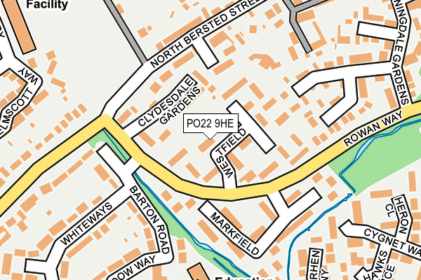 PO22 9HE map - OS OpenMap – Local (Ordnance Survey)