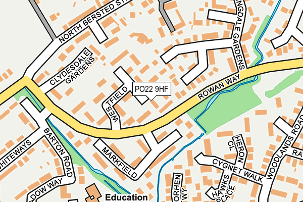 PO22 9HF map - OS OpenMap – Local (Ordnance Survey)