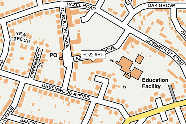 PO22 9HT map - OS OpenMap – Local (Ordnance Survey)